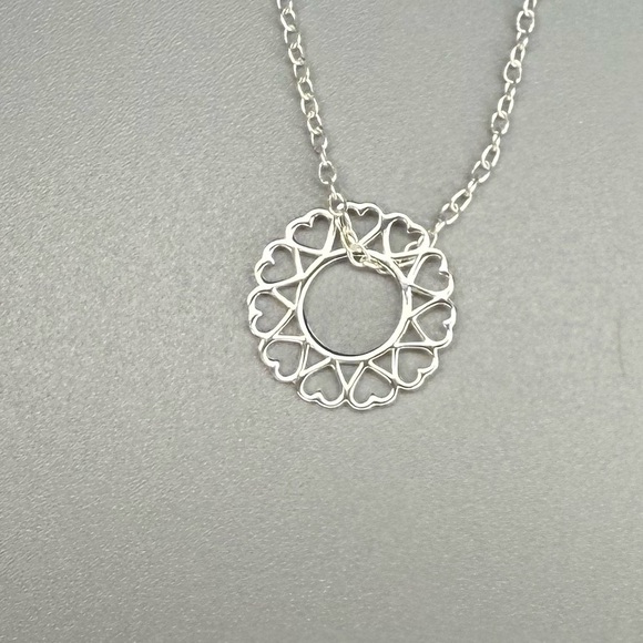 Sterling Silver Circle of Hearts Necklace - Picture 7 of 7